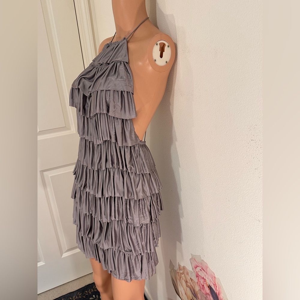 NEW TOM FORD Halterneck Ruffled Cocktail Dress in Mauve purple backless mini 6 - Picture 3 of 10